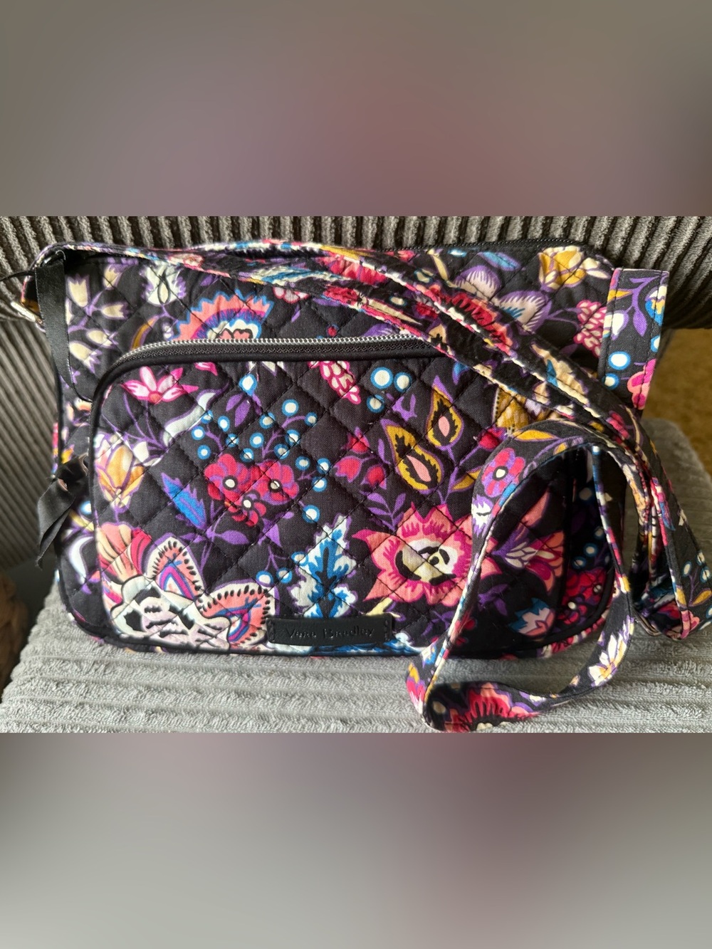 Vera Bradley Iconic Bright Crossbody Bag Foxwood Pattern Quilted Carson